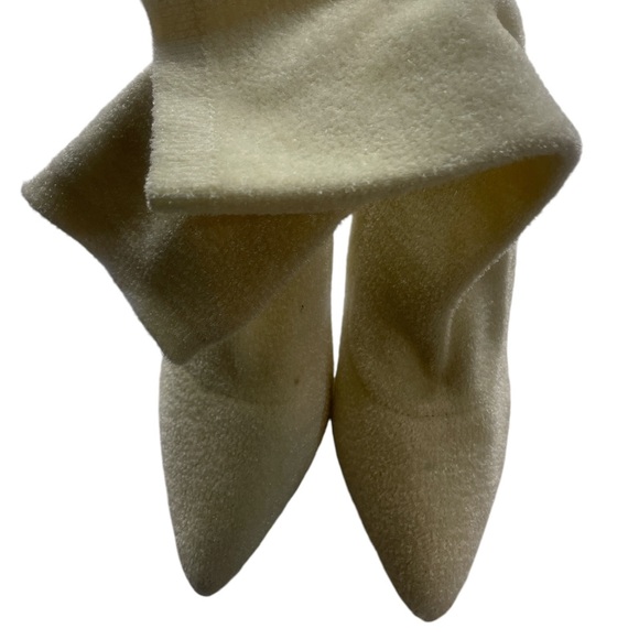 Knit stretch stiletto heel,cream,white, booties, ankle boots, pointy toe, size 7 - Picture 5 of 8